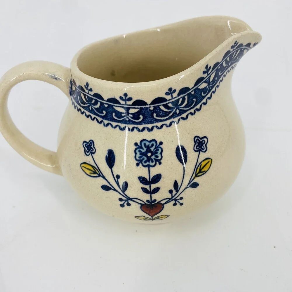 Staffordshire JOHNSON BROS Old Granite Hearts & Flowers Pattern Ceramic CREAMER